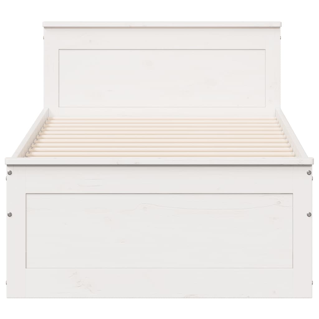 Sengeramme uten madrass med hodegavl hvit 90x200 cm heltre furu