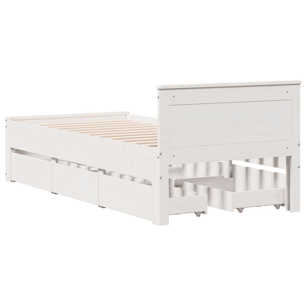 Sengeramme uten madrass med hodegavl hvit 90x200 cm heltre furu