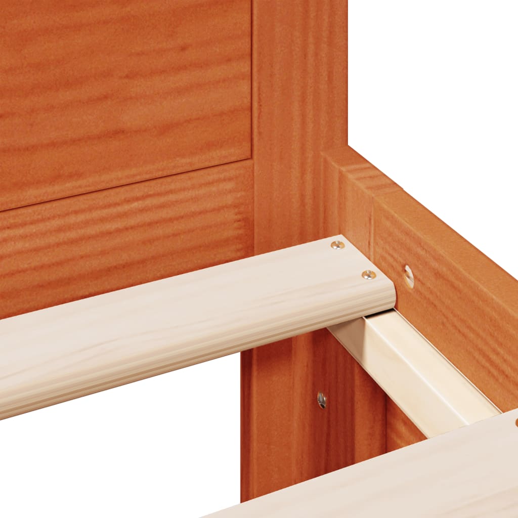 Sengeramme uten madrass med hodegavl brun 140x190cm heltre furu