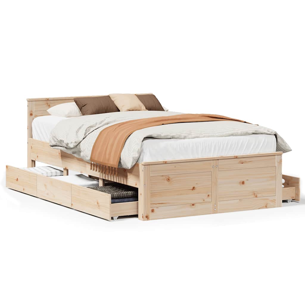 Sengeramme uten madrass med hodegavl hvit 135x190cm heltre furu