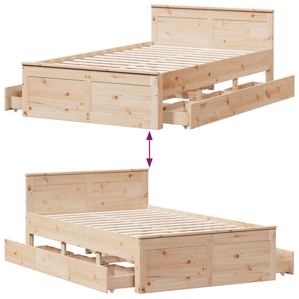 Sengeramme uten madrass med hodegavl hvit 135x190cm heltre furu