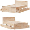 Sengeramme uten madrass med hodegavl hvit 135x190cm heltre furu