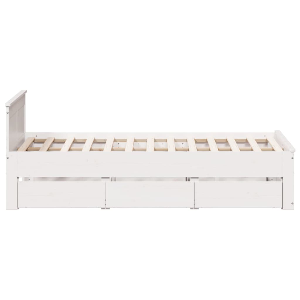 Sengeramme uten madrass med hodegavl hvit 135x190cm heltre furu
