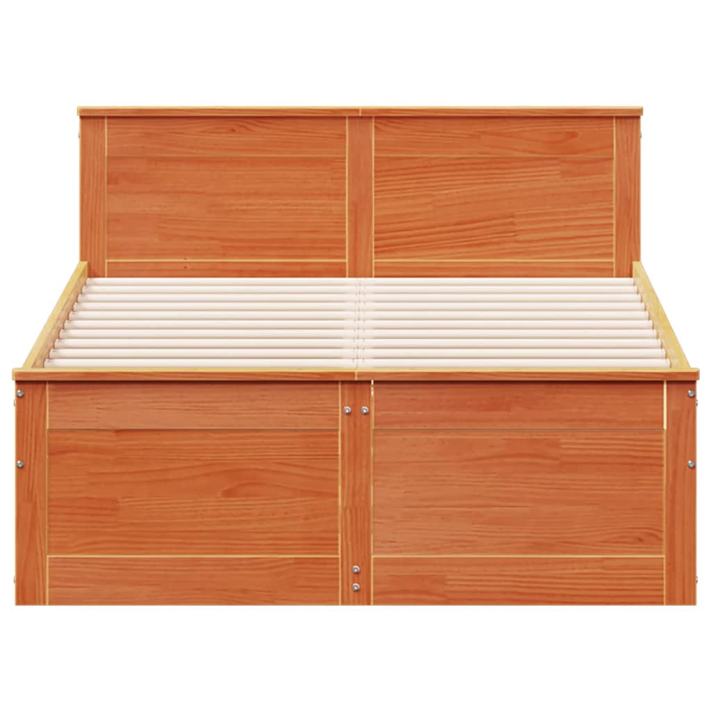 Sengeramme uten madrass med hodegavl brun 135x190cm heltre furu