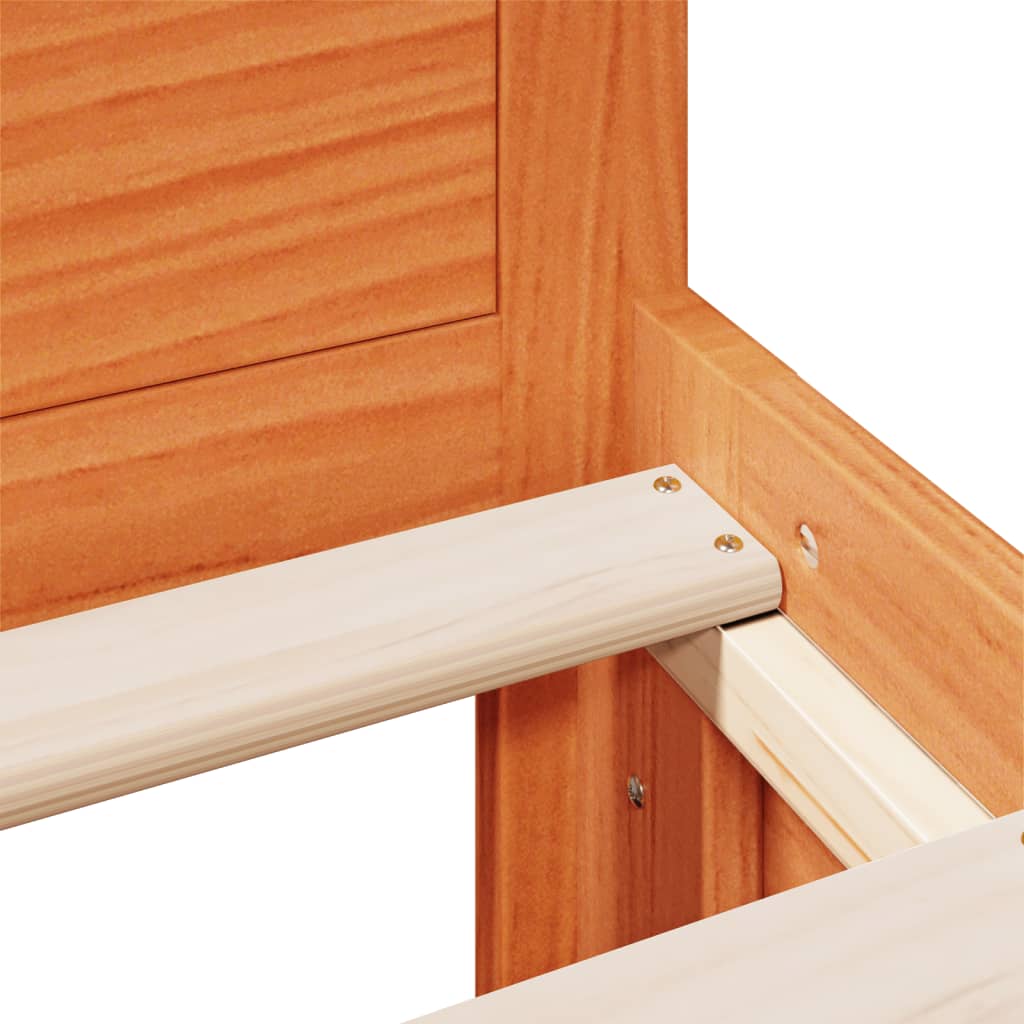 Sengeramme uten madrass med hodegavl brun 135x190cm heltre furu