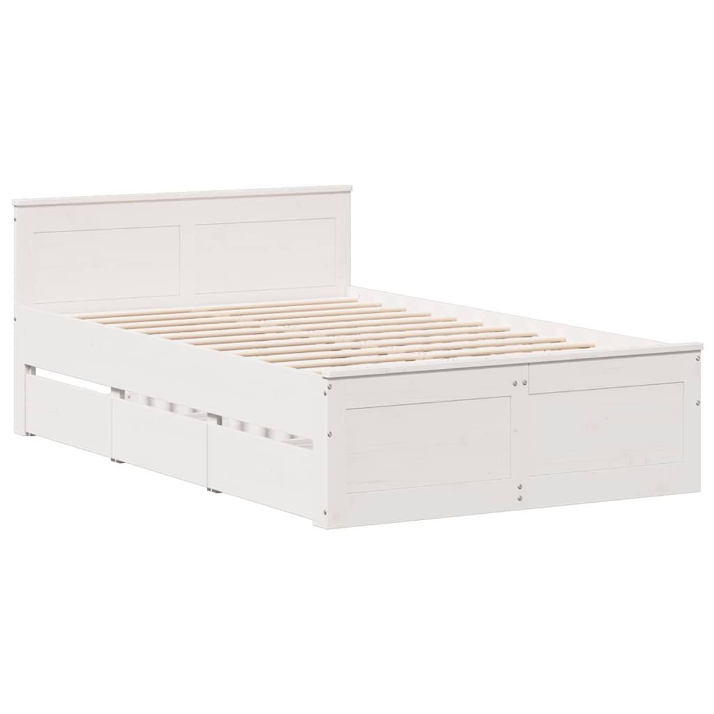 Sengeramme uten madrass med hodegavl hvit 120x190cm heltre furu