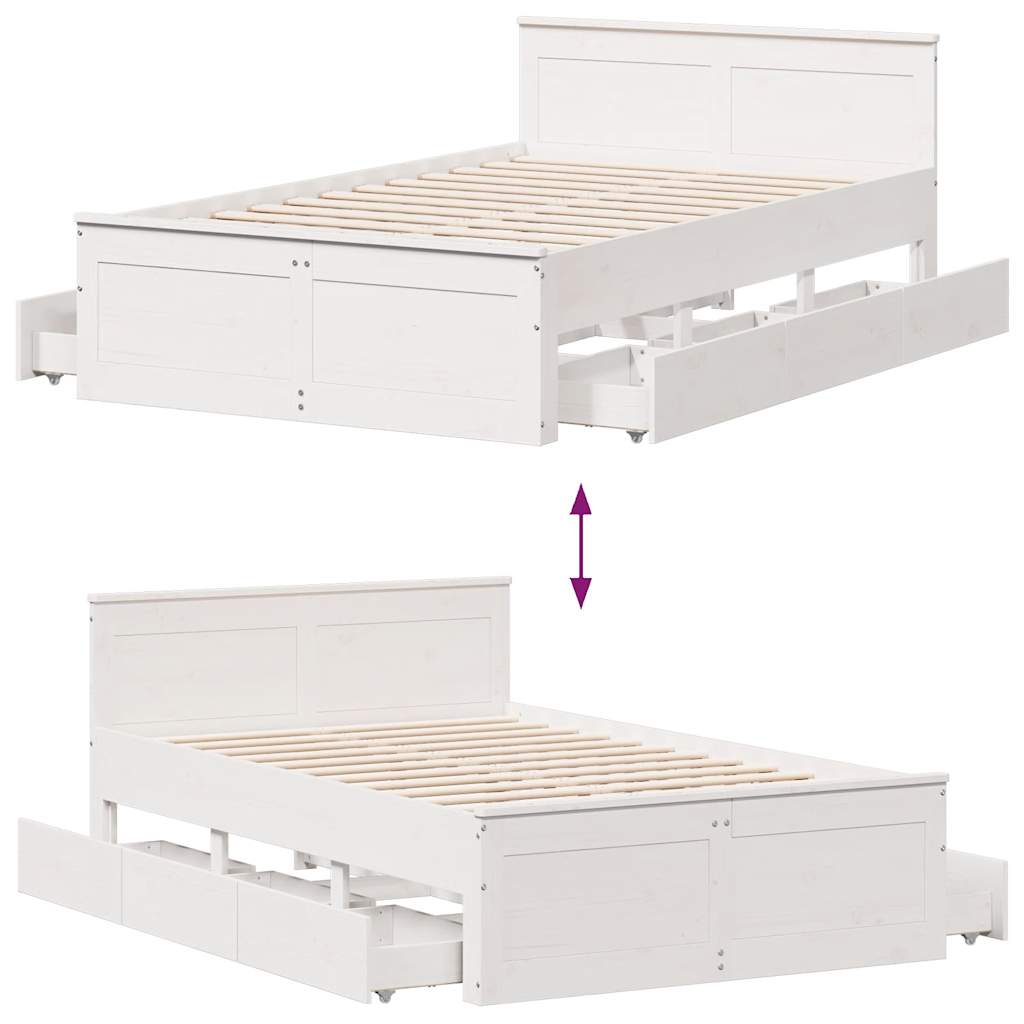 Sengeramme uten madrass med hodegavl hvit 120x190cm heltre furu