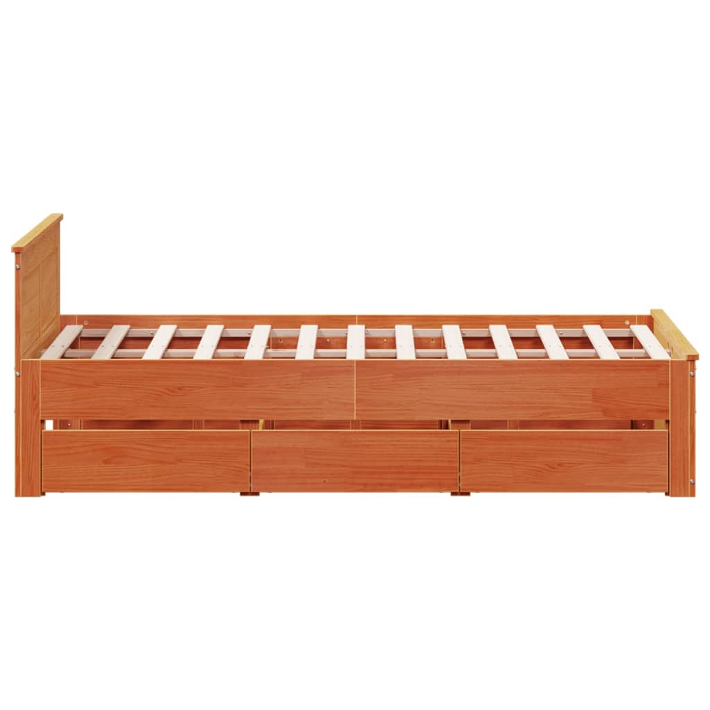 Sengeramme uten madrass med hodegavl brun 120x190cm heltre furu