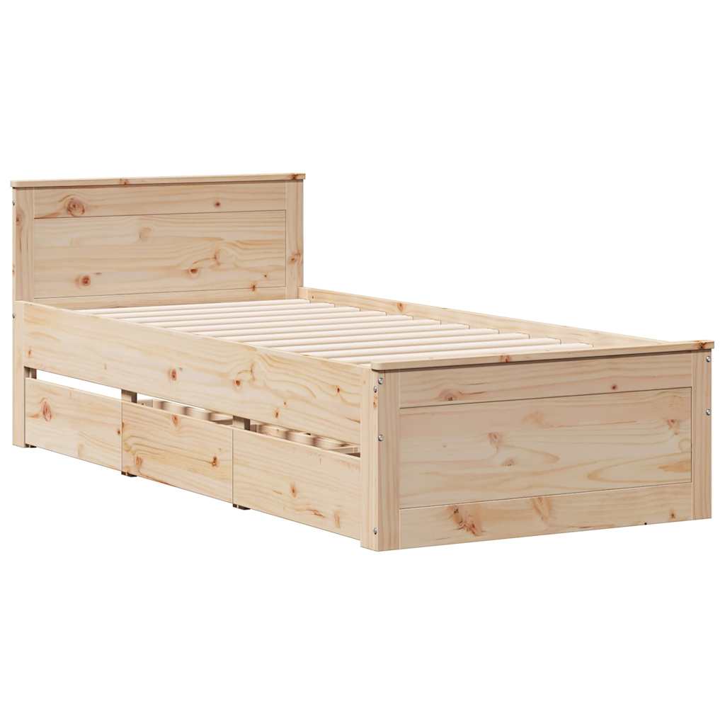 Sengeramme uten madrass med hodegavl 90x190 cm heltre furu