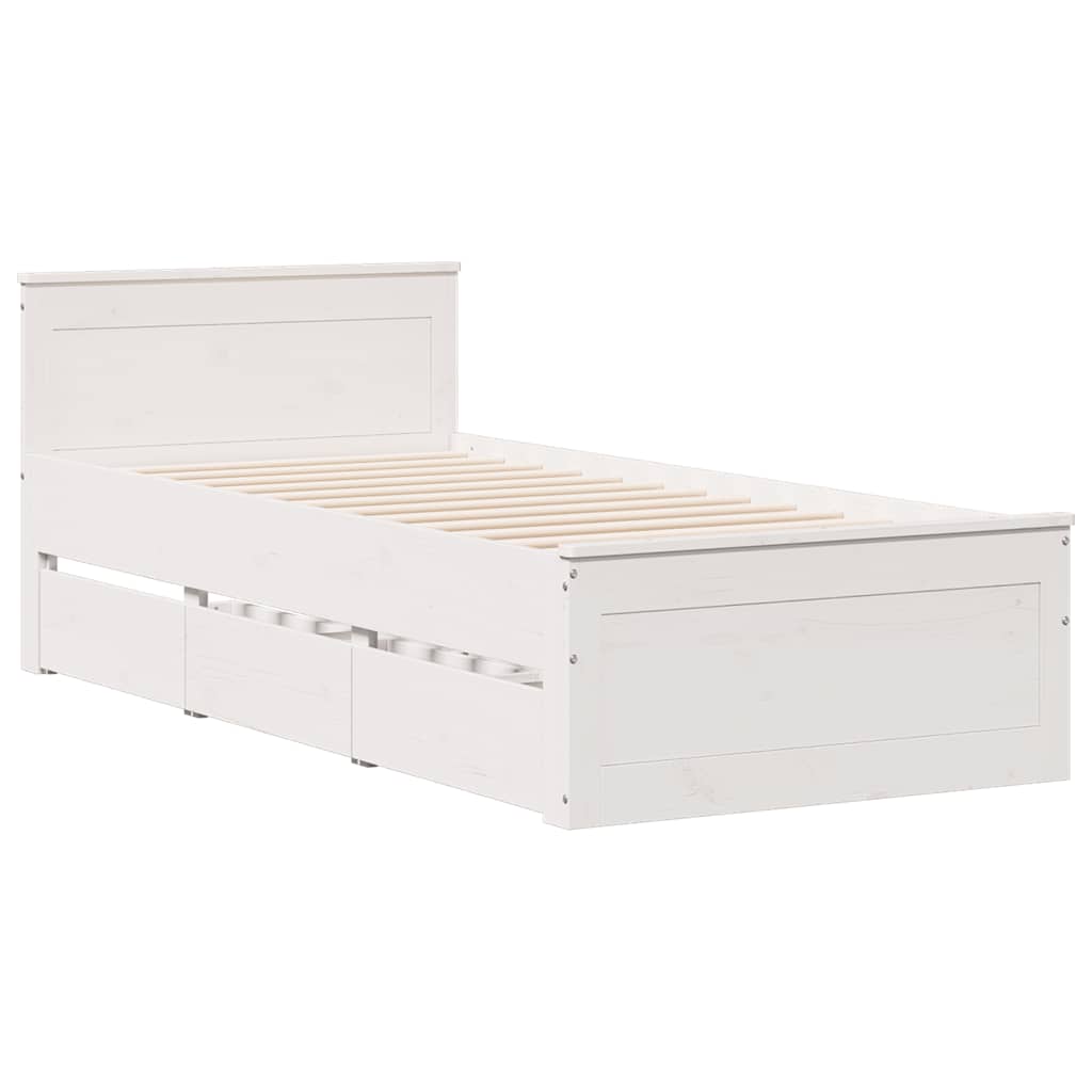 Sengeramme uten madrass med hodegavl hvit 90x190 cm heltre furu
