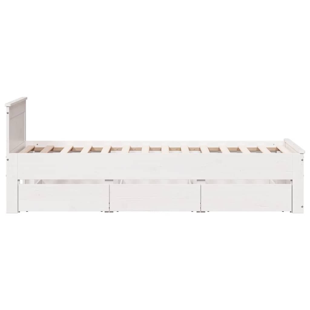 Sengeramme uten madrass med hodegavl hvit 90x190 cm heltre furu