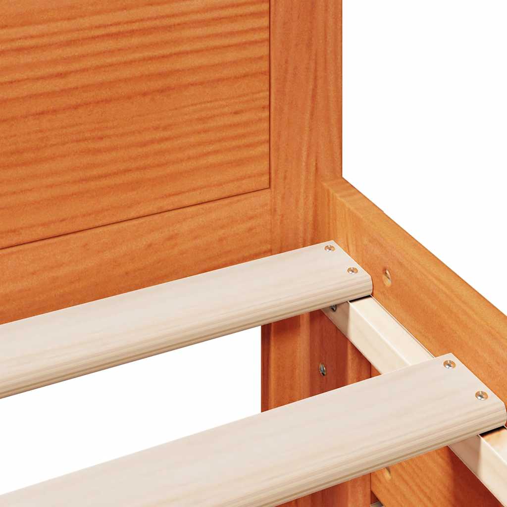 Sengeramme uten madrass med hodegavl brun 90x190 cm heltre furu