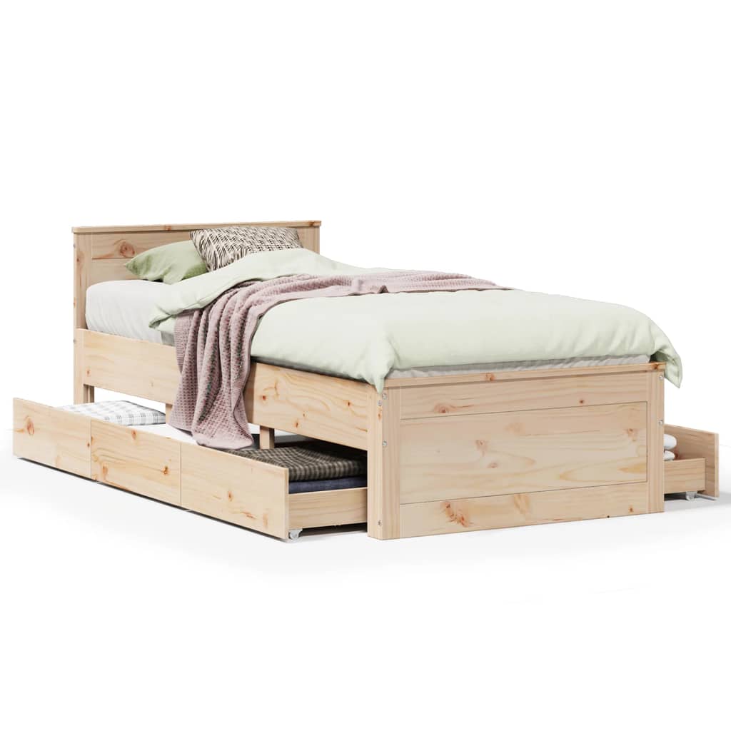 Sengeramme uten madrass med hodegavl 75x190 cm heltre furu
