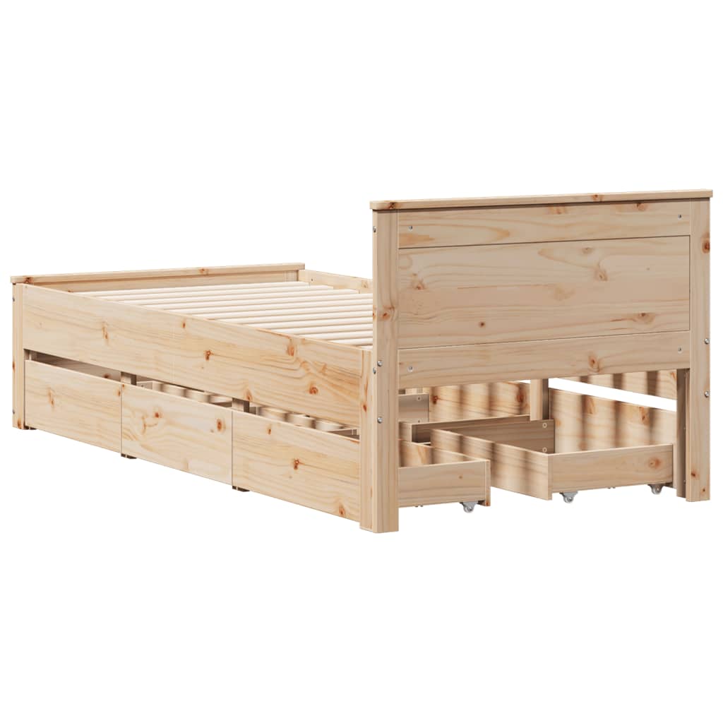 Sengeramme uten madrass med hodegavl 75x190 cm heltre furu