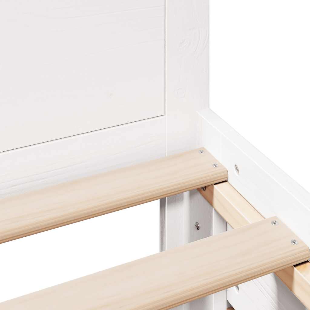 Sengeramme uten madrass med hodegavl hvit 75x190 cm heltre furu