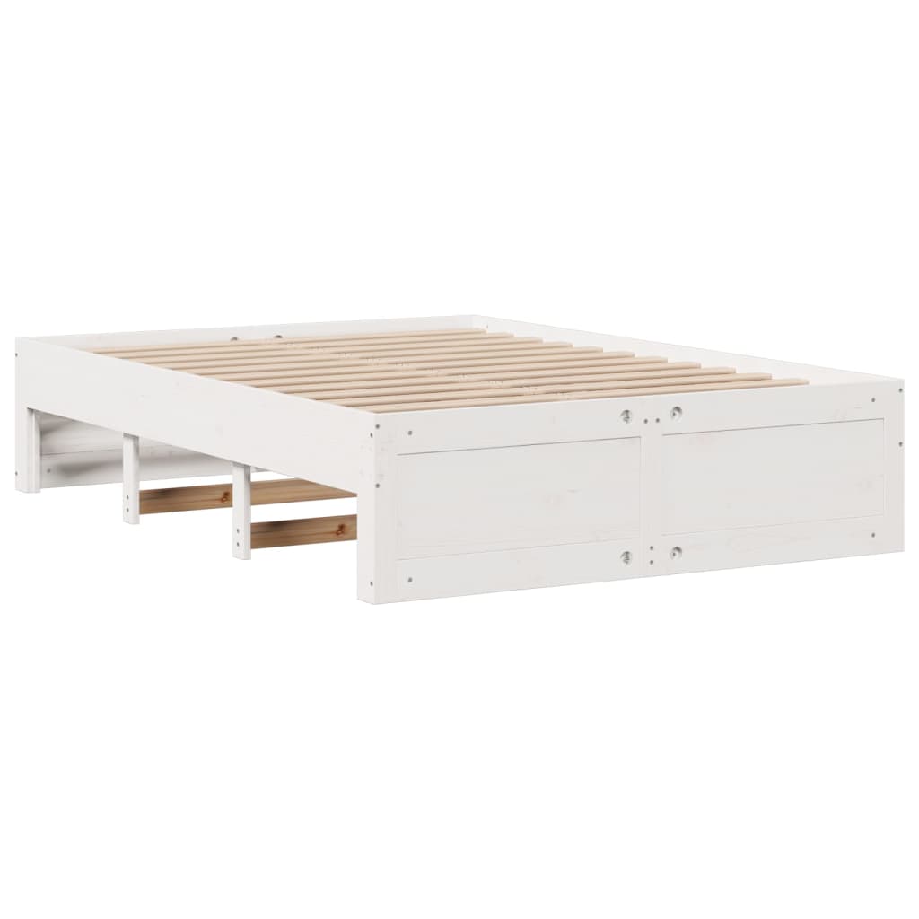 Sengeramme uten madrass med skuffer hvit 150x200 cm heltre furu