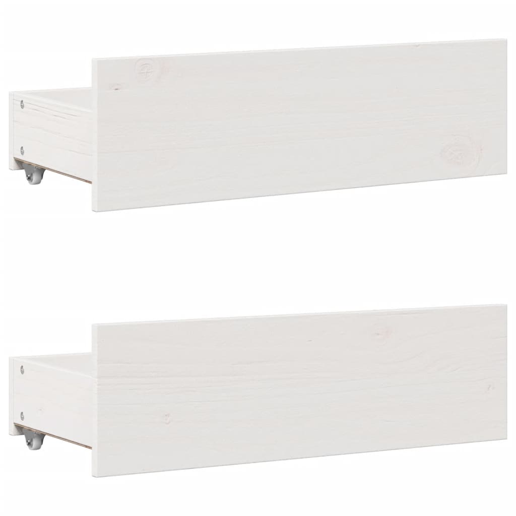 Sengeramme uten madrass med skuffer hvit 90x200 cm heltre furu