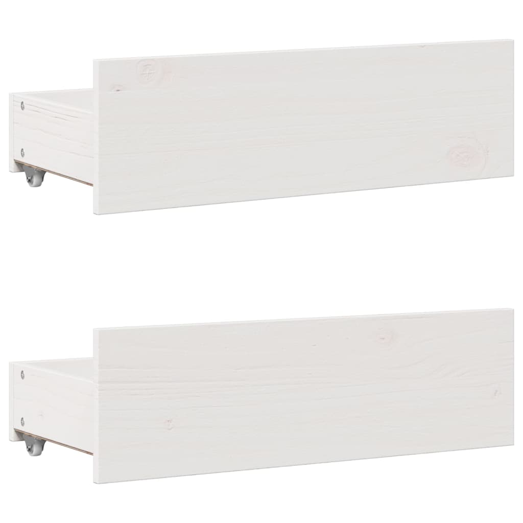 Sengeramme uten madrass med skuffer hvit 140x190 cm heltre furu