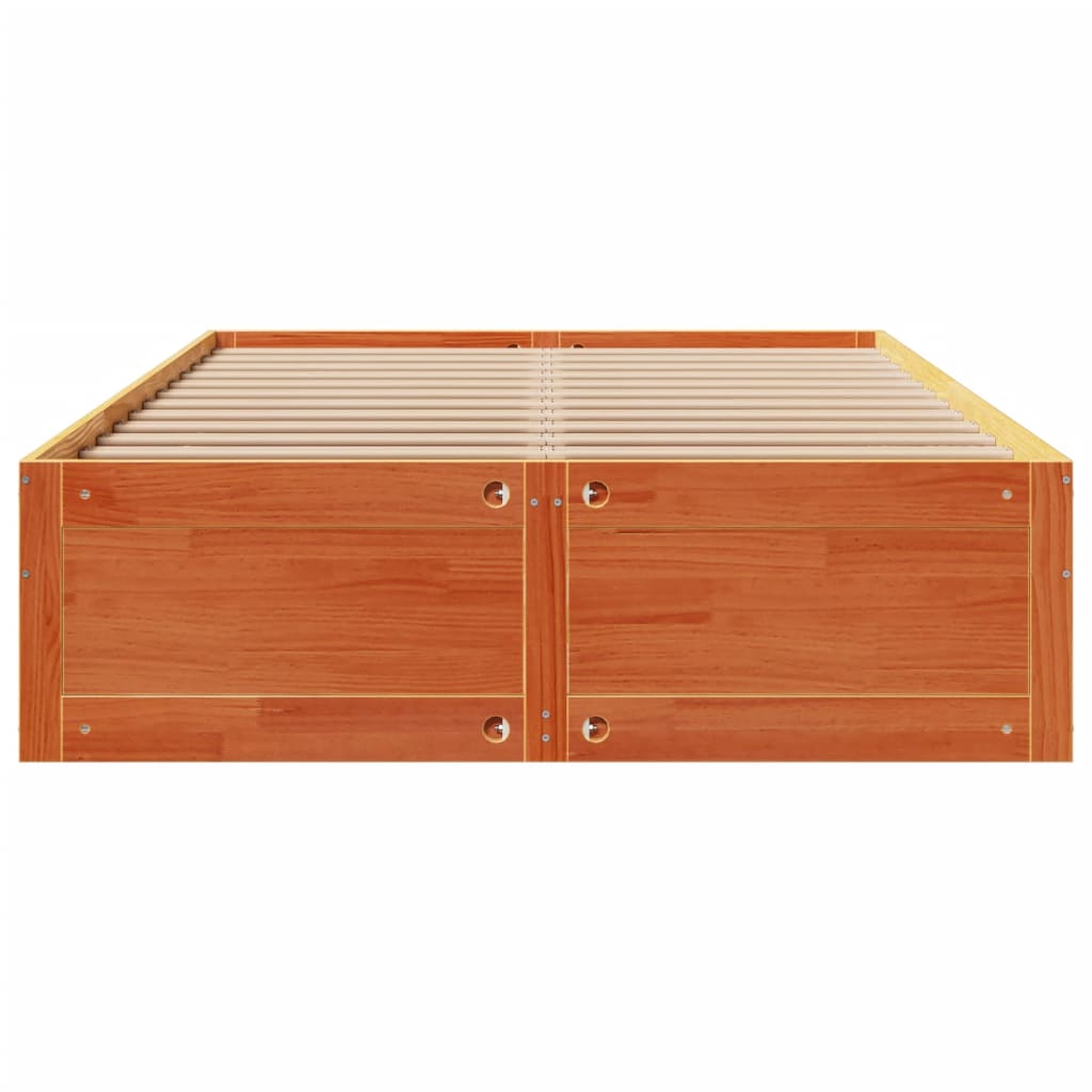 Sengeramme uten madrass med skuffer brun 140x190 cm heltre furu
