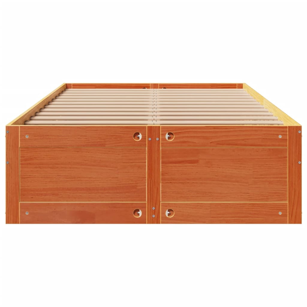 Sengeramme uten madrass med skuffer brun 120x190 cm heltre furu