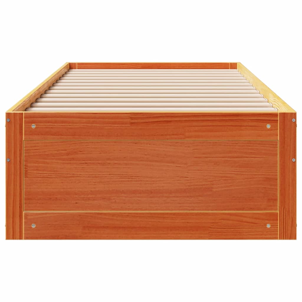 Sengeramme uten madrass med skuffer brun 90x190 cm heltre furu