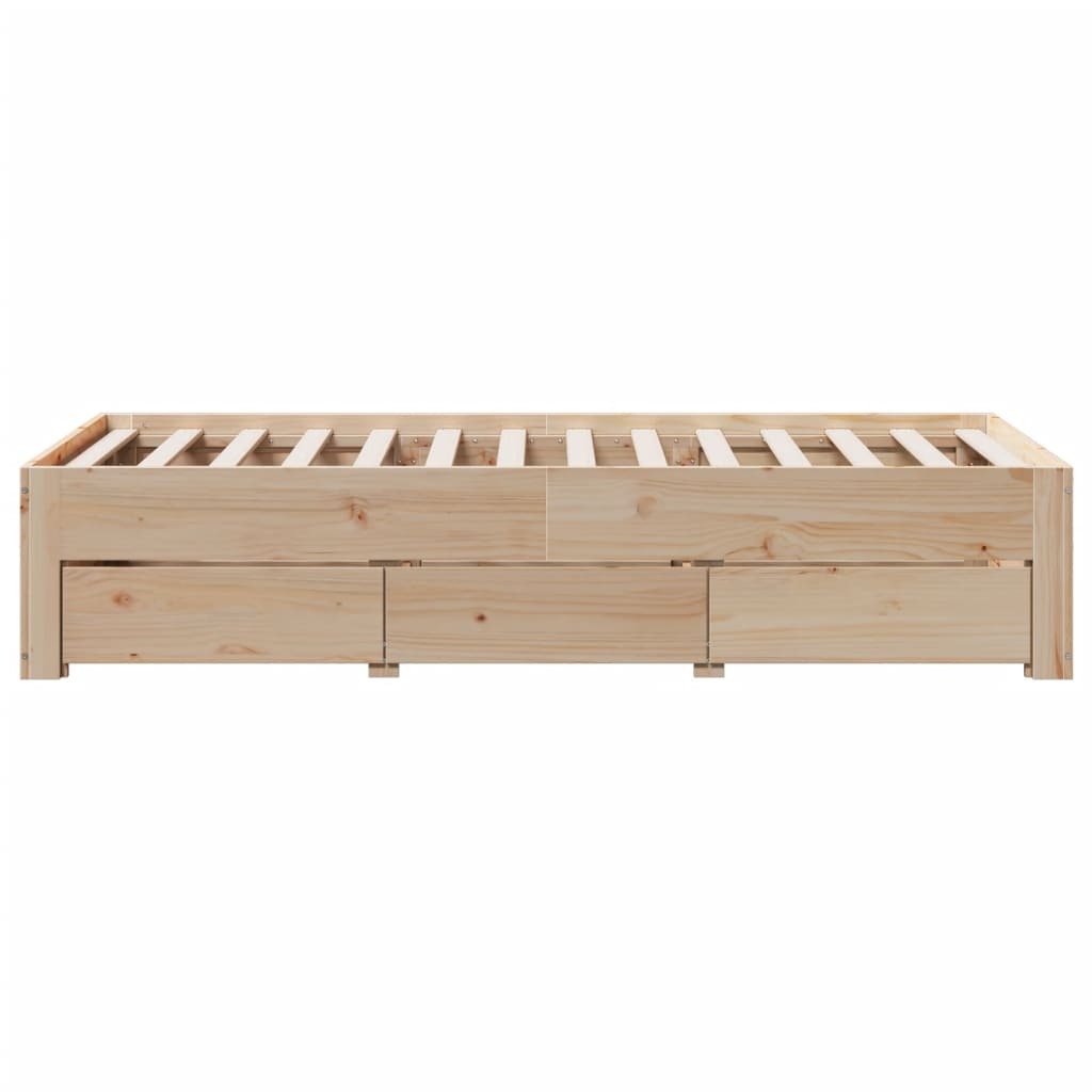 Sengeramme uten madrass med skuffer 75x190 cm heltre furu