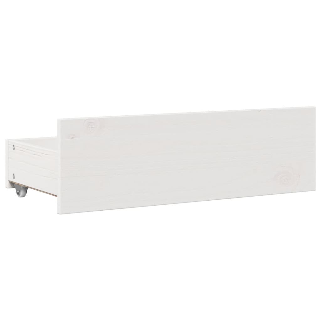 Sengeramme uten madrass med skuffer hvit 75x190 cm heltre furu