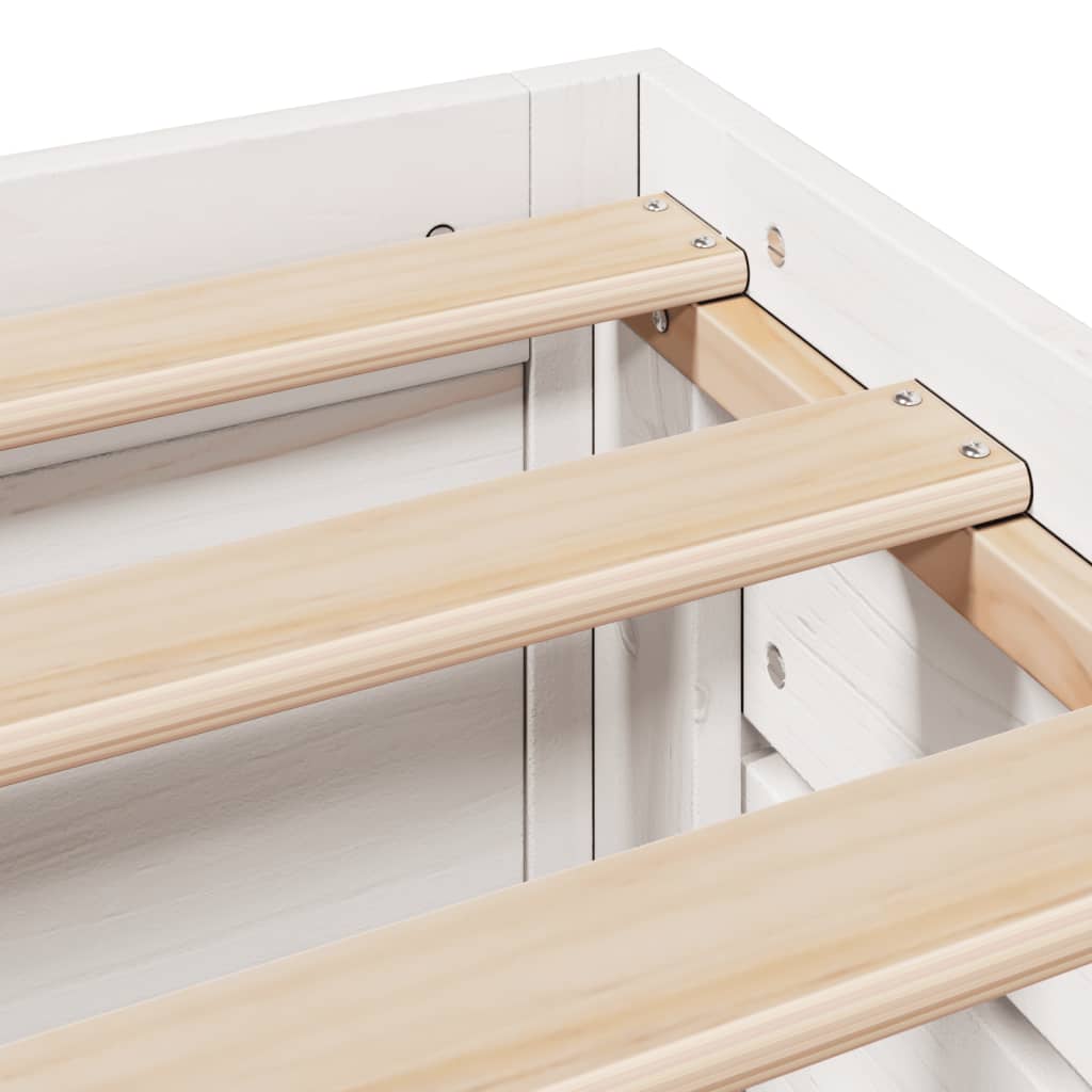 Sengeramme uten madrass med skuffer hvit 75x190 cm heltre furu