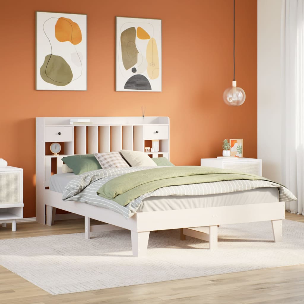 Sengeramme uten madrass hvit 140x190 cm heltre furu