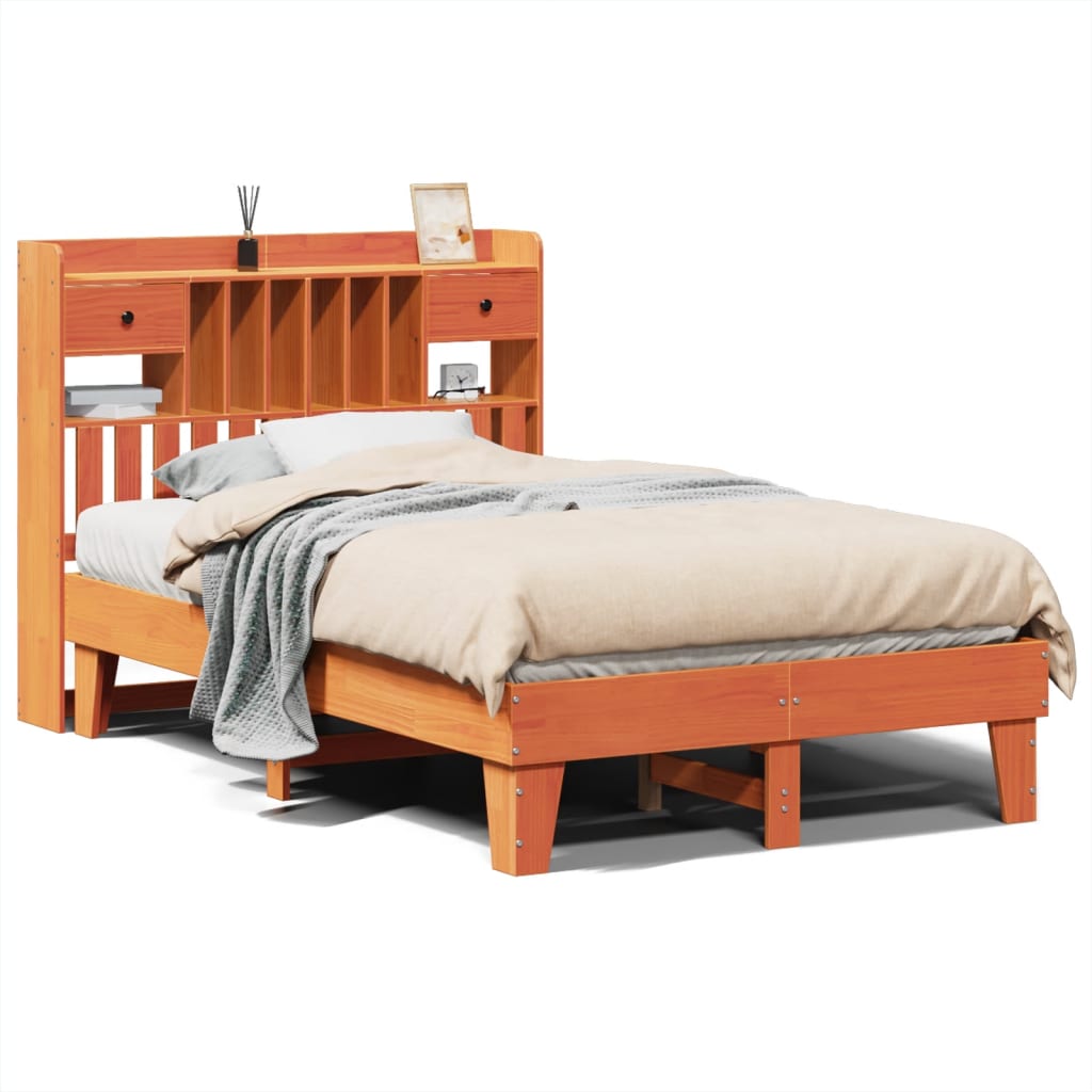 Sengeramme uten madrass brun 135x190 cm heltre furu