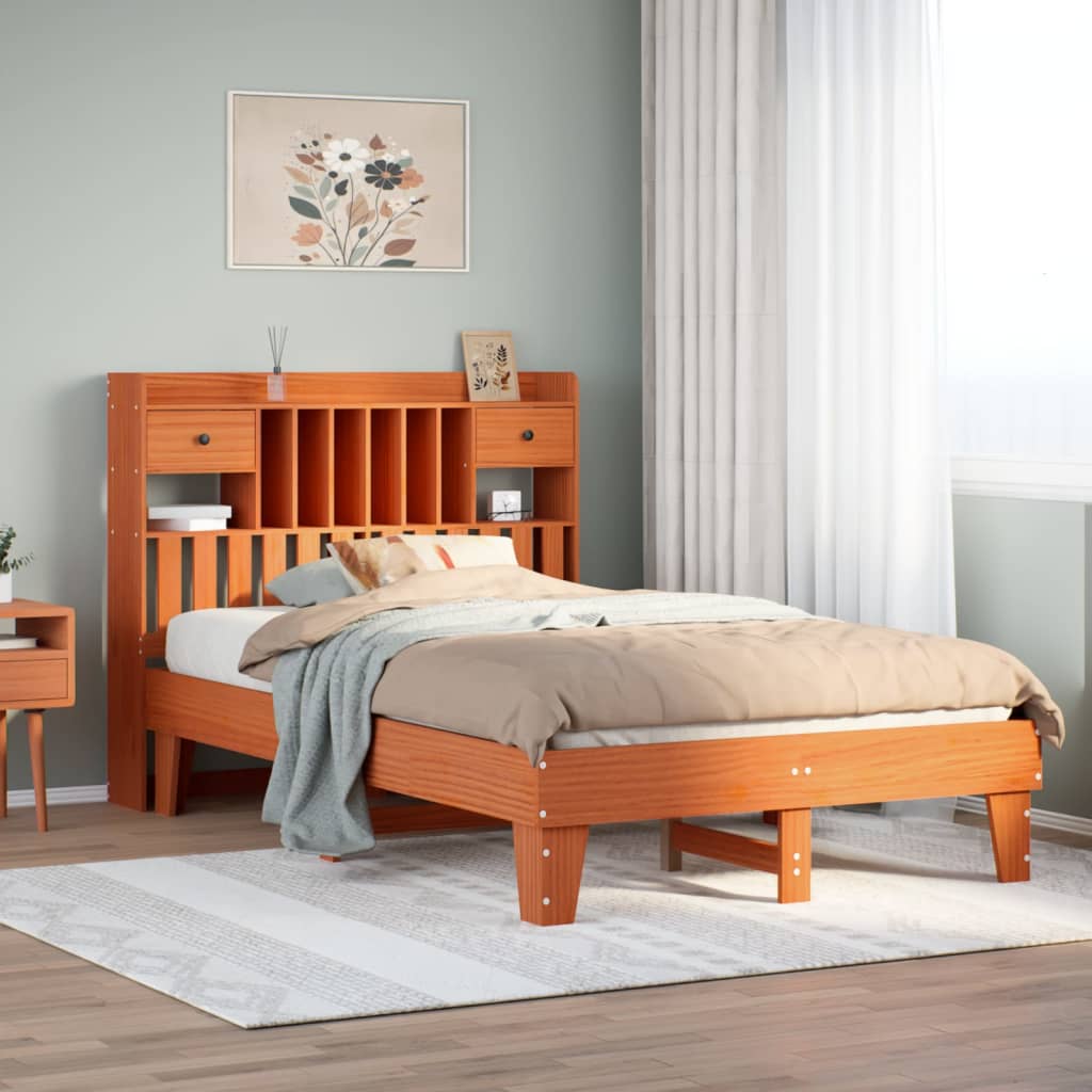 Sengeramme uten madrass brun 135x190 cm heltre furu