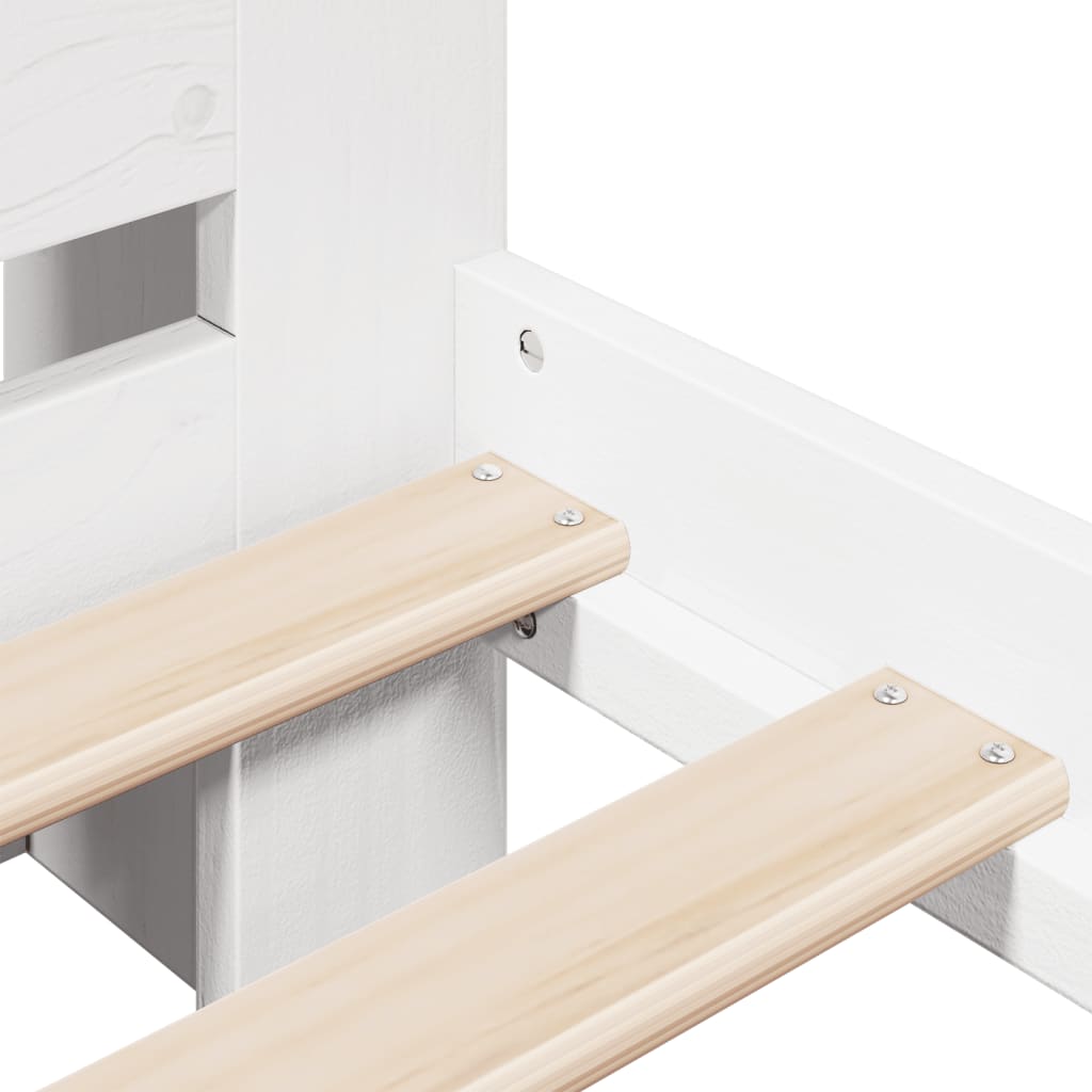 Seng med bokhylle uten madrass hvit 160x200 cm heltre furu