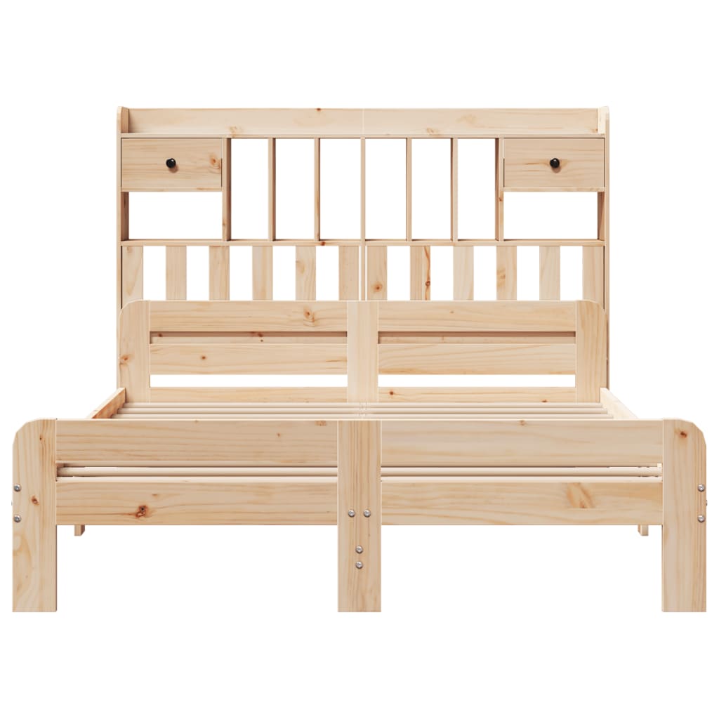 Seng med bokhylle uten madrass 150x200 cm heltre furu