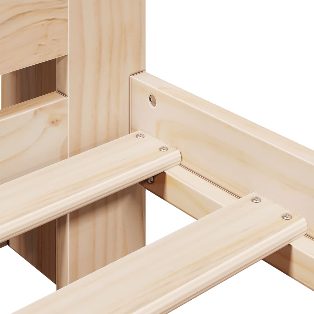 Seng med bokhylle uten madrass 150x200 cm heltre furu