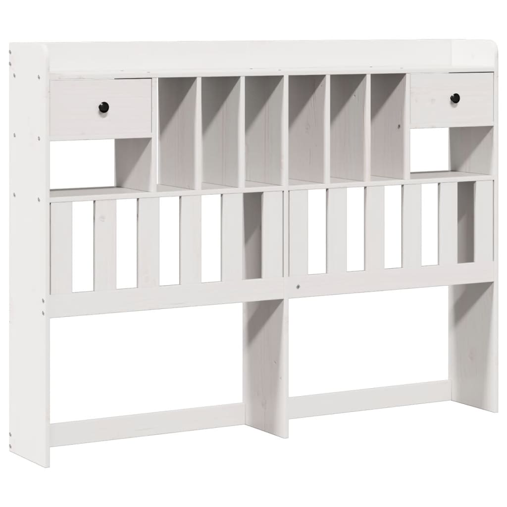 Seng med bokhylle uten madrass hvit 140x190 cm heltre furu