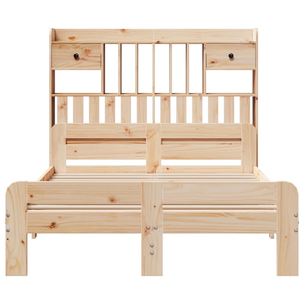 Seng med bokhylle uten madrass 135x190 cm heltre furu