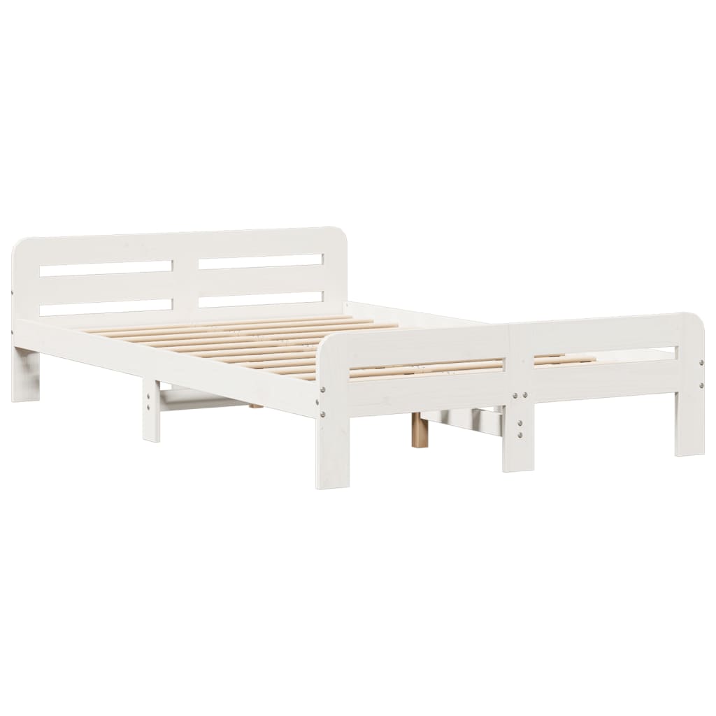 Seng med bokhylle uten madrass hvit 135x190 cm heltre furu