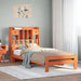 Seng med bokhylle uten madrass voksbrun 75x190 cm heltre furu