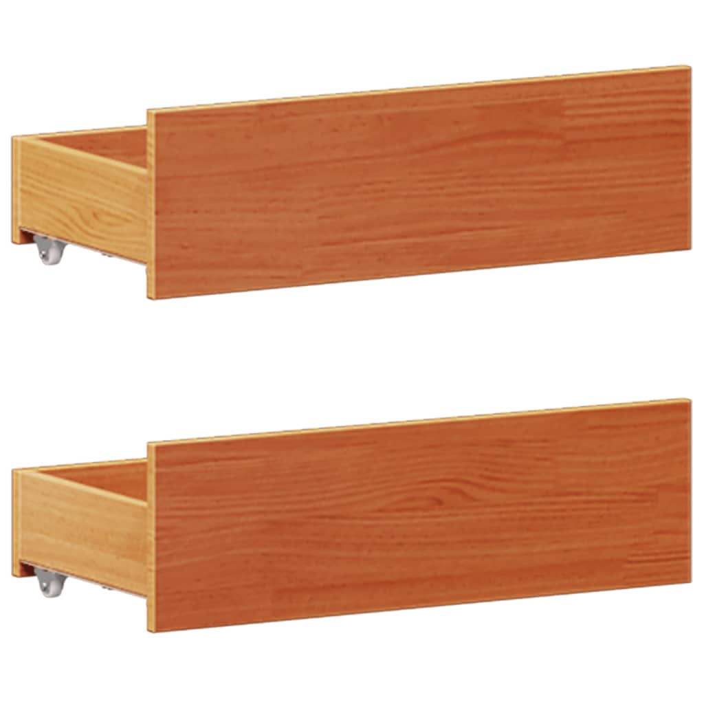 Seng med bokhylle uten madrass voksbrun 200x200 cm heltre furu