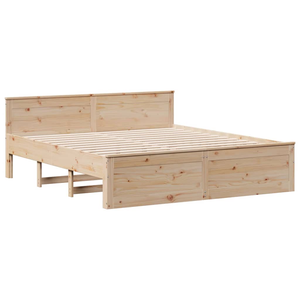 Seng med bokhylle uten madrass 180x200 cm heltre furu