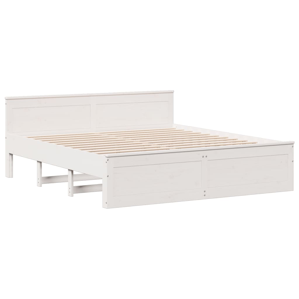 Seng med bokhylle uten madrass hvit 180x200 cm heltre furu