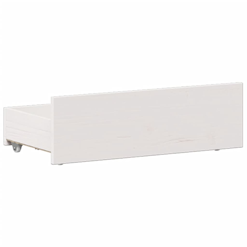 Seng med bokhylle uten madrass hvit 90x200 cm heltre furu