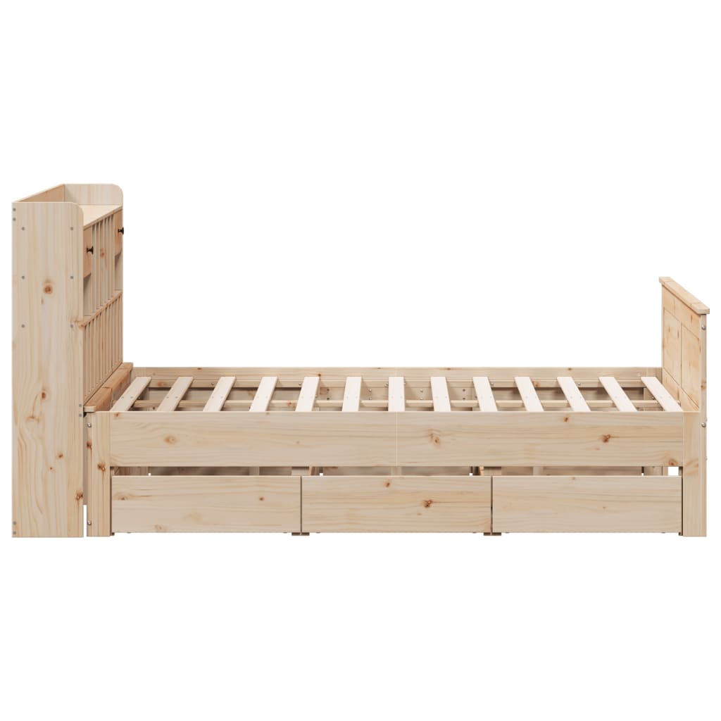 Seng med bokhylle uten madrass 140x190 cm heltre furu