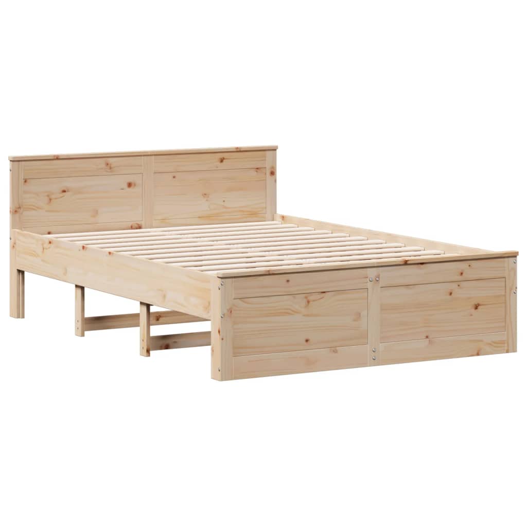 Seng med bokhylle uten madrass 140x190 cm heltre furu