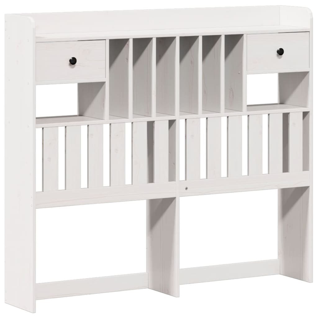 Seng med bokhylle uten madrass hvit 135x190 cm heltre furu