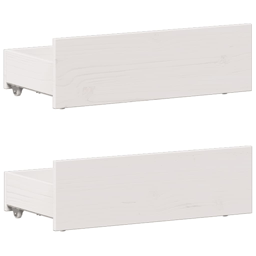 Seng med bokhylle uten madrass hvit 90x190 cm heltre furu