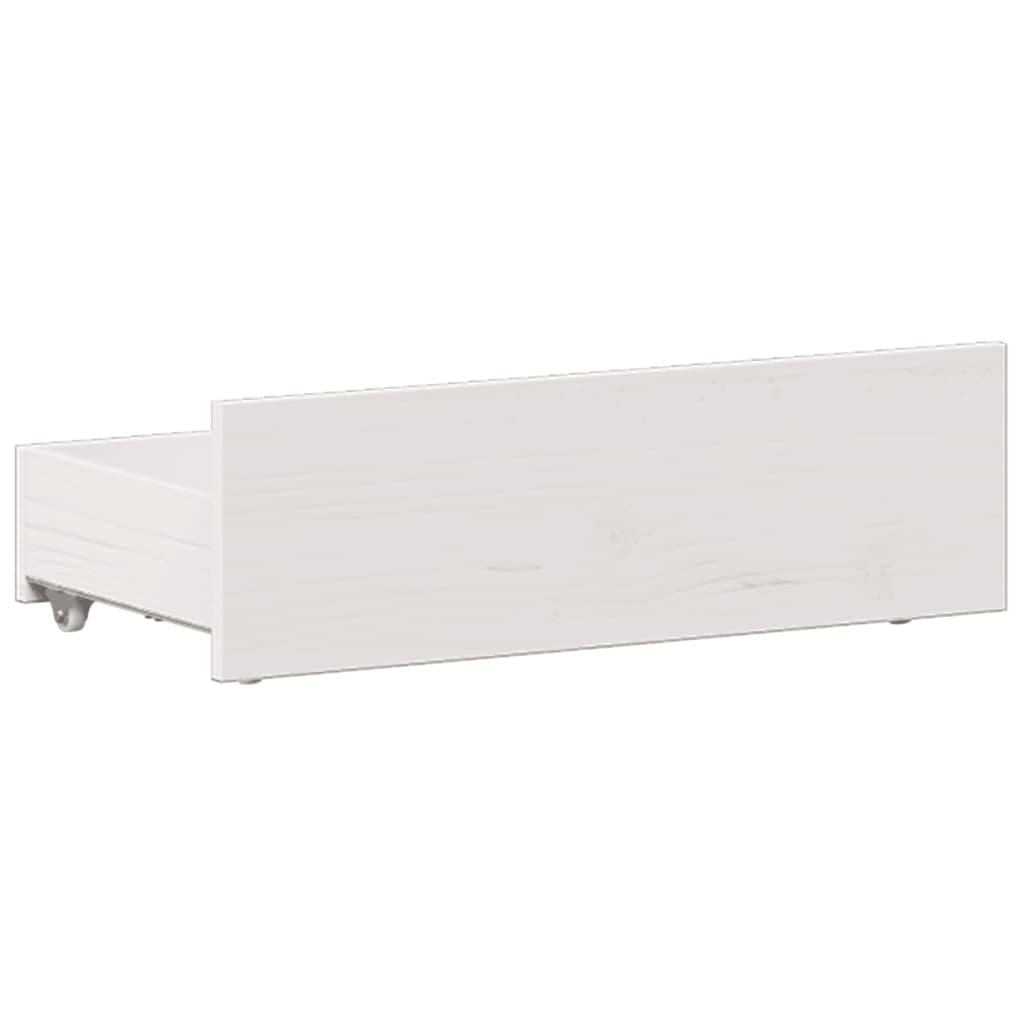 Seng med bokhylle uten madrass hvit 90x190 cm heltre furu
