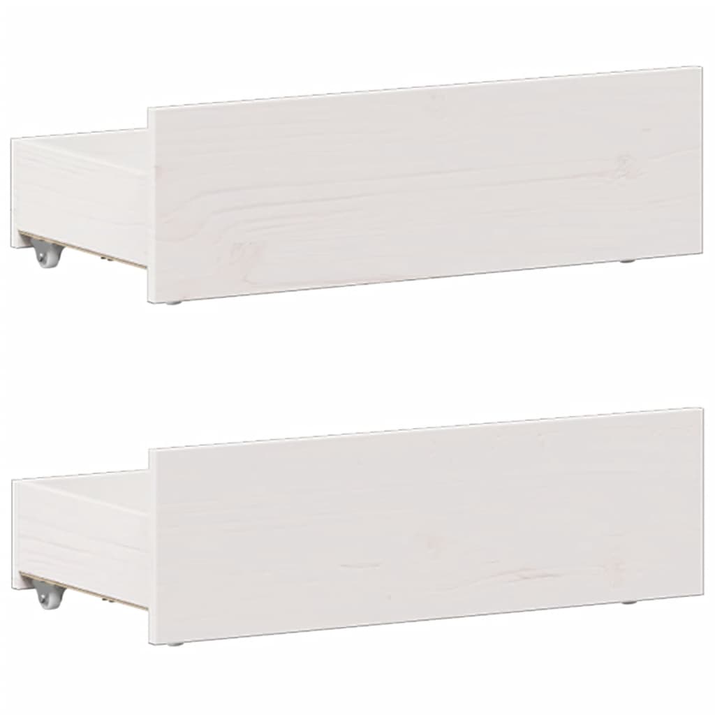 Seng med bokhylle uten madrass hvit 75x190 cm heltre furu