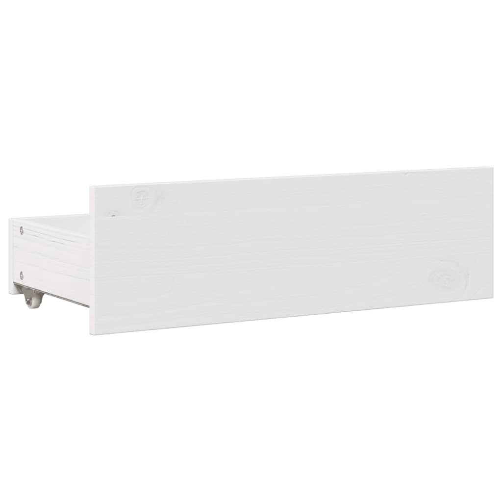 Seng med bokhylle uten madrass hvit 150x200 cm heltre furu