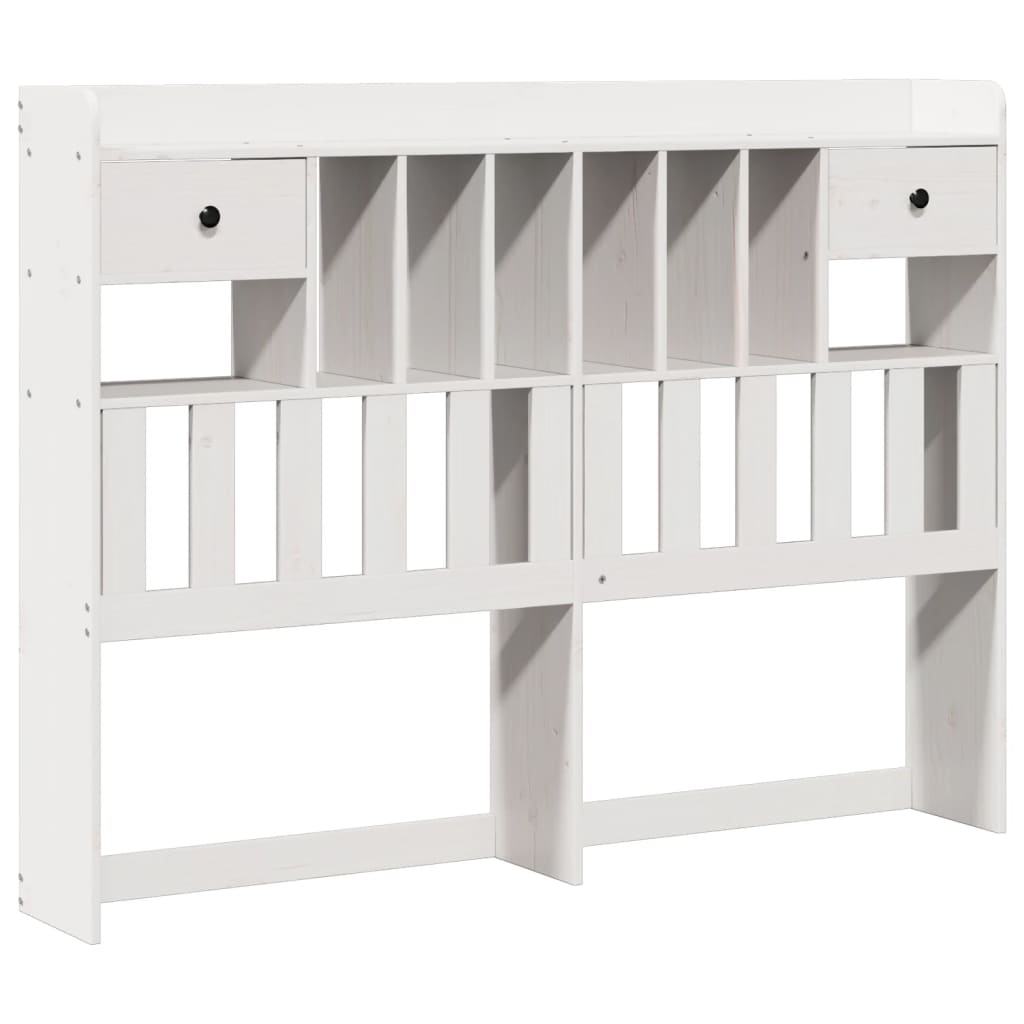 Seng med bokhylle uten madrass hvit 140x190 cm heltre furu